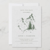 Green Evergreen Pine Mountain Sketch Bewaar de dat Kaart (Voorkant)