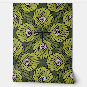 Green Eye Bloem Spooky Halloween Fantasy Kunst Behang