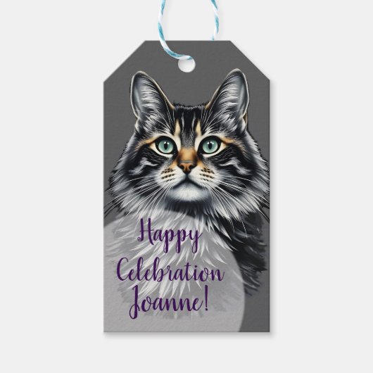 Green Eye Cat Cadeaulabel (Voorkant)