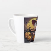 Green Eye Halloween Witch voor Jack-O-Lantern Latte Mok (Linkerhoek)