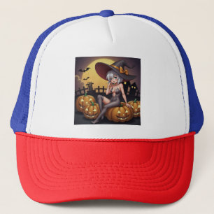 Green Eye Halloween Witch voor Jack-O-Lantern Trucker Pet