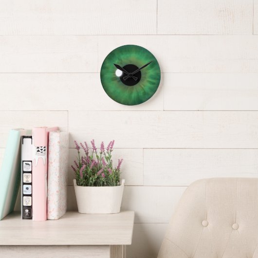 Green Eye Iris Eyeball Medium Custom  Ronde Klok (Leeskamer)