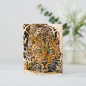Green Eye Leopard Briefkaart (Staand voorkant)