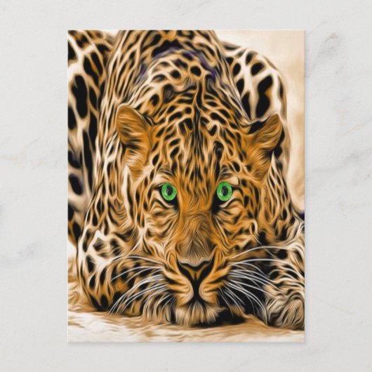 Green Eye Leopard Briefkaart (Voorkant)