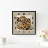 Green Eye Leopard name Hoho Vierkante Klok (Huis)