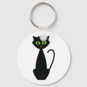 Green Eyed Black Cat Sleutelhanger (Achterkant)