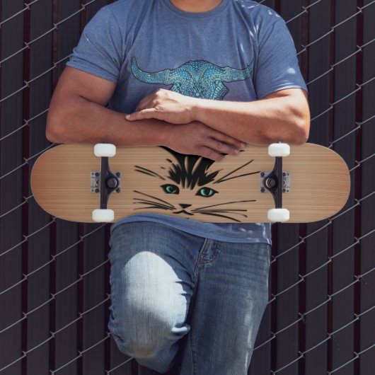 Green Eyed Cat Rustic Skateboard (Buiten 3)
