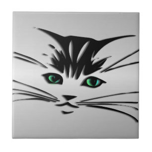 Green Eyed Cat Tegeltje