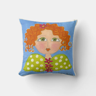 Green Eyed Daisy Girl - Coussin peint