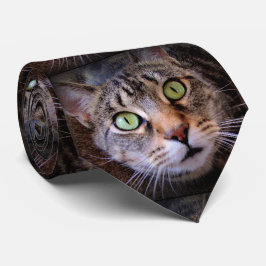 Green Eyed Tabby Cat Menswear Stropdas