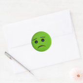 Green Face Frowns Ronde Sticker (Envelop)