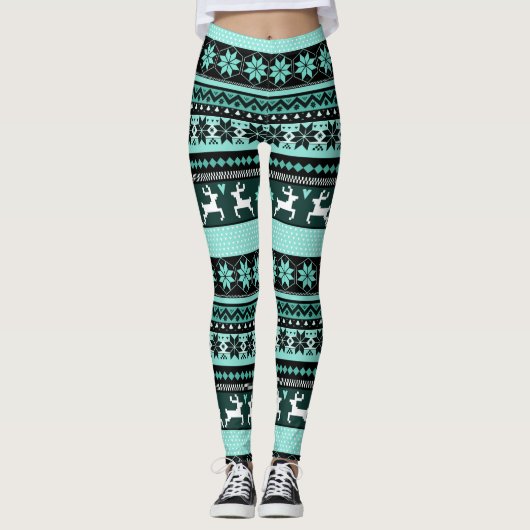 Green Fair Isle Pattern Leggings (Voorkant)