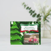Green Fake Christmas Tree avec carte postale photo (Debout devant)