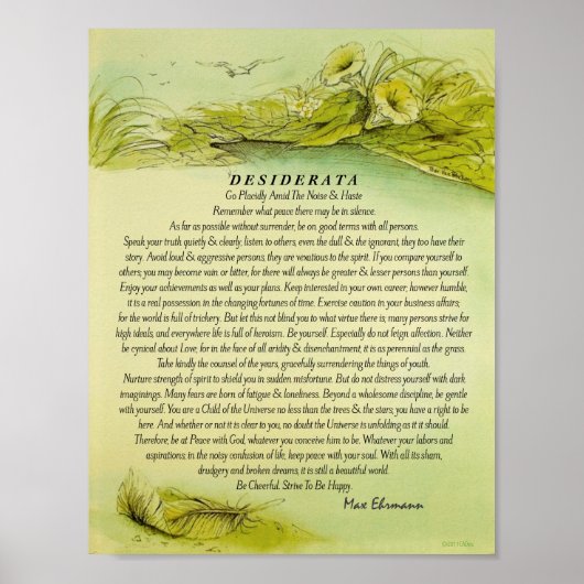 Green Fallen Feather Desiderata Poster (Voorkant)