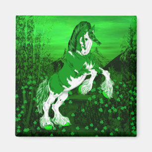 Green Fantasy Clydesdale Horse Magneet