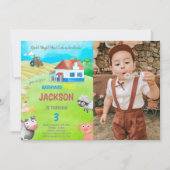 Green Farm Anniversaire Invitations avec photo (Devant)