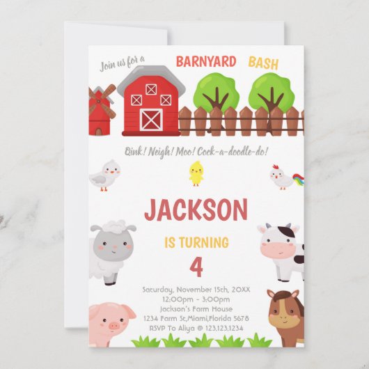 Green Farm Invitations d'anniversaire (Devant)