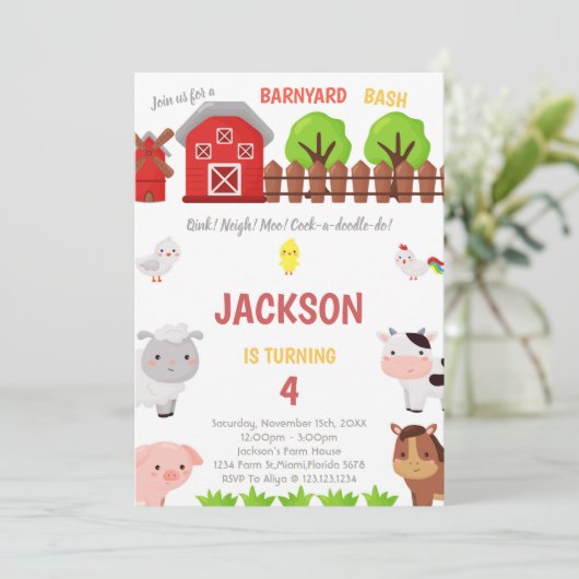 Green Farm Invitations d'anniversaire (Debout devant)