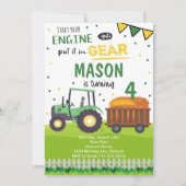 Green Farm Tractor Invitation d'anniversaire (Devant)