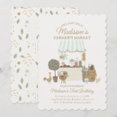 Green Farmer Market Farm Fresthday Invitation (Devant / Derrière)