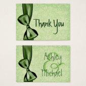 GREEN Faux Bow et Mariage damassé Merci (Devant & derrière)