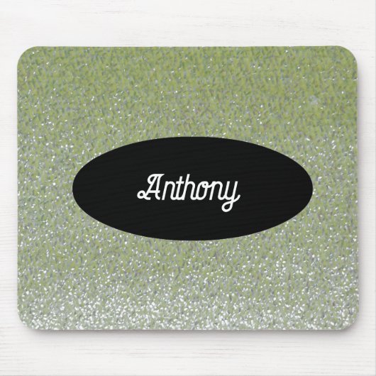 Green Faux Glitter Custom Name Mousepad Muismat (Voorkant)