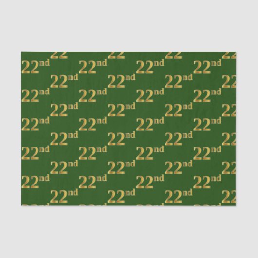Green, Faux Gold 22e (22-seconden) event Tissuepapier (Voorkant)