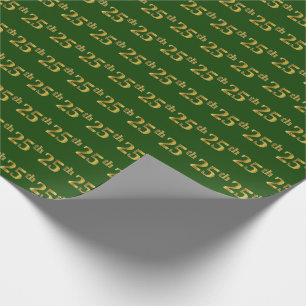 Green, Faux Gold 25th (25th) Event Cadeaupapier