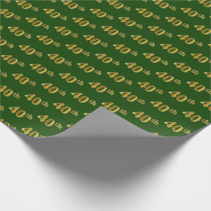 Green, Faux Gold 40th (40ste) event Cadeaupapier