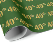 Green, Faux Gold 40th (40ste) event Cadeaupapier (Rol Hoek)