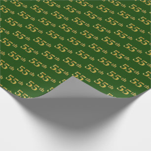 Green, Faux Gold 55th (55th) Event Cadeaupapier