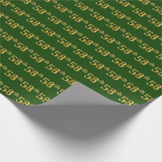 Green, Faux Gold 58th (58ste) event Cadeaupapier (Hoek)