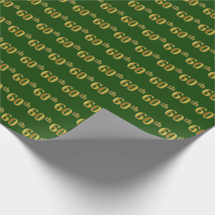 Green, Faux Gold 60th (Zestigste) Event Cadeaupapier