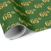 Green, Faux Gold 66th (66th) Event Cadeaupapier (Rol Hoek)