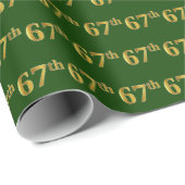 Green, Faux Gold 67th (67th) Event Cadeaupapier (Rol Hoek)