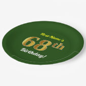 Green, Faux Gold 68th Birthday + aangepaste naam Papieren Bordje (Gekanteld)