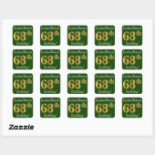 Green, Faux Gold 68th Birthday + aangepaste naam Vierkante Sticker (Vel)