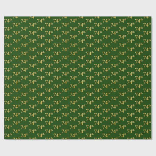 Green, Faux Gold 74th (74e) event Cadeaupapier (Vlak)
