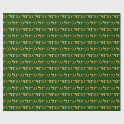 Green, Faux Gold 93rd (negenenennegentig) event Cadeaupapier (Vlak)