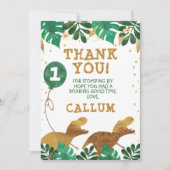 Green Faux Gold Folie Dinosaur Dank u kaart (Voorkant)