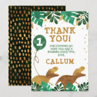 Green Faux Gold Folie Dinosaur Dank u kaart