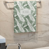 Green Feathers Delicate Gray Monogrammed Bad Handdoek