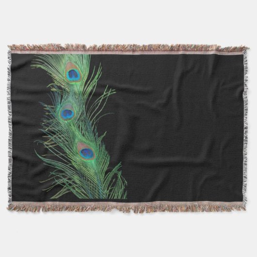 Green Feathers met Black Sill Life Deken (Voorkant)