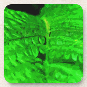 Green Fern Abstract Impressionisme Bier Onderzetter
