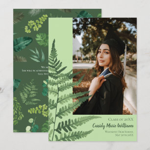 Green Fern Elegant Planten Afstuderen Mededeling Kaart