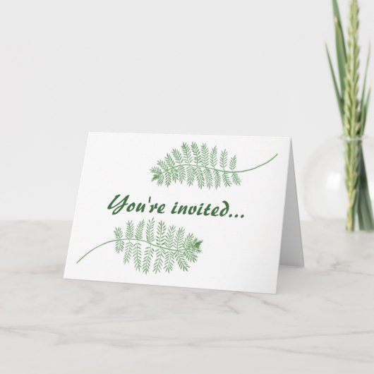 Green Ferns Huwelijksuitnodigingen Kaarten, sjablo (Voorkant)
