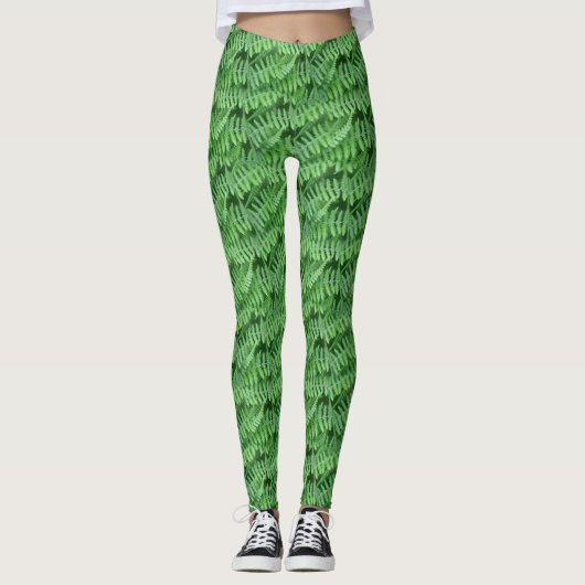 Green Ferns Natuur Pattern Leggings (Voorkant)