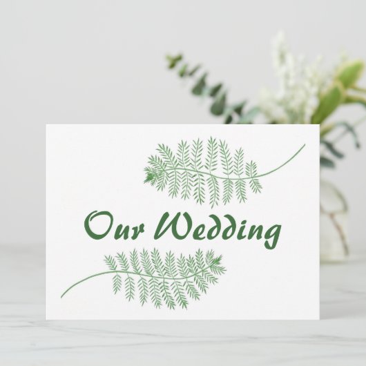 Green Ferns Notre Mariage Deux Invitations (Debout devant)