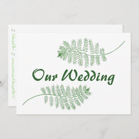 Green Ferns Notre Mariage Deux Invitations (Devant / Derrière)
