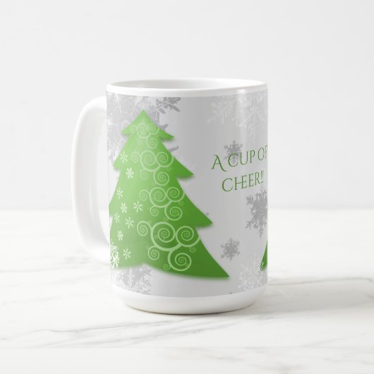 Green Festive Arbre de Noël Café Mug (Devant gauche)